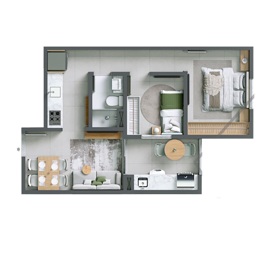 Planta 2 Dormitórios