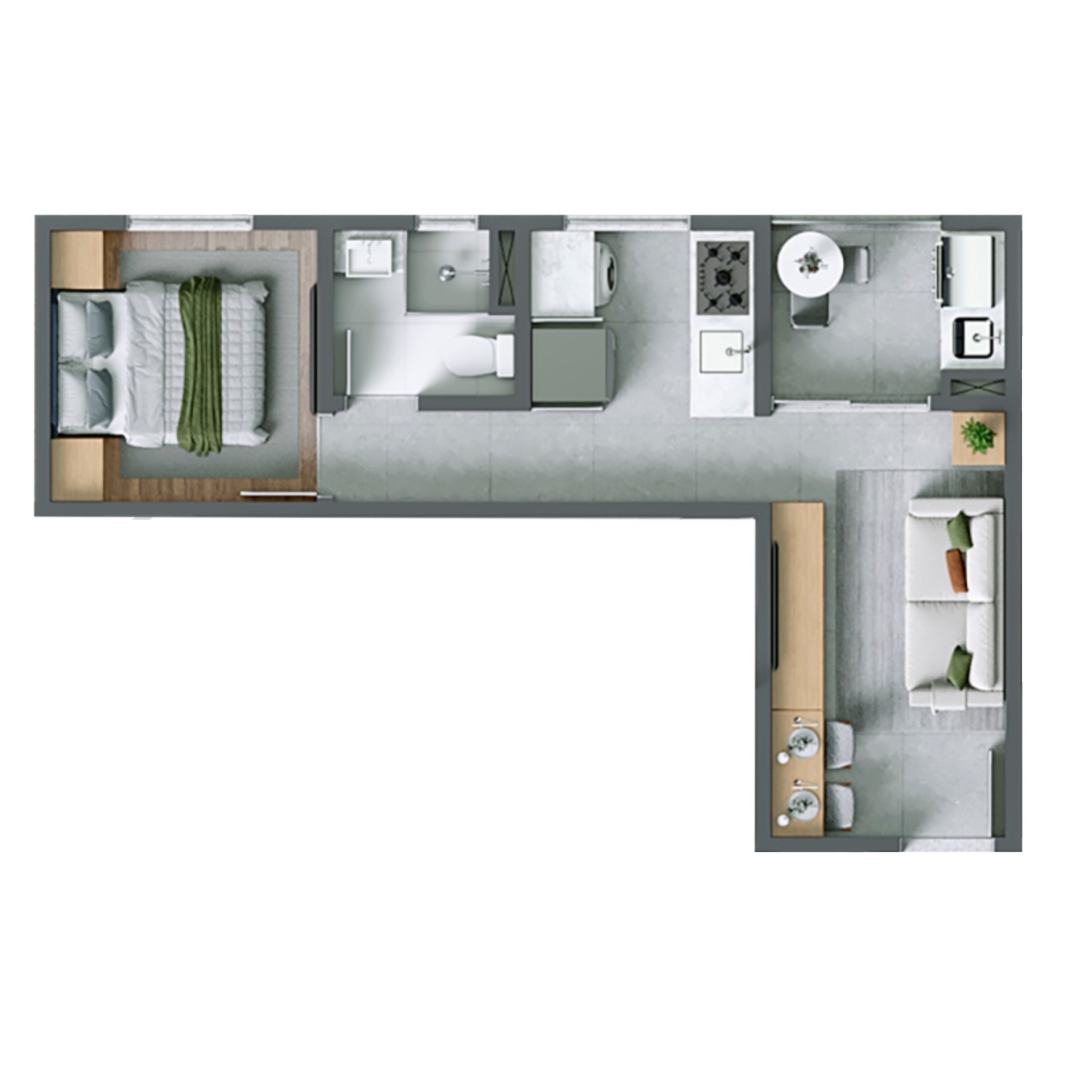 Planta 1 Dormitório - Opção 2